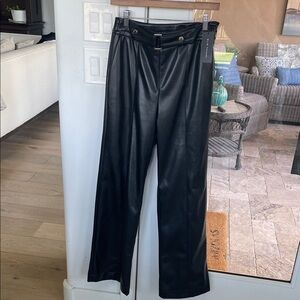 ELLE TAHARI Black Faux Leather Pants.